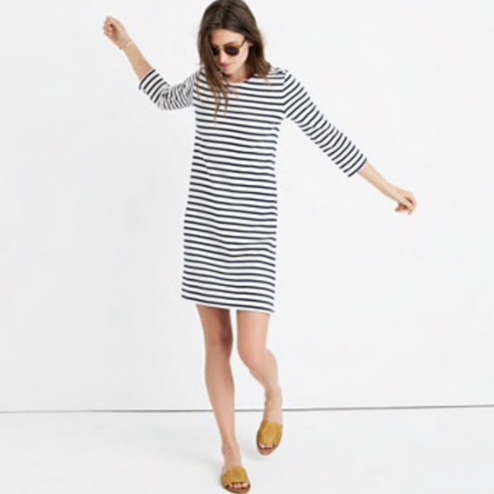 MADEWELL Quarter Sleeve Striped Dress size XS